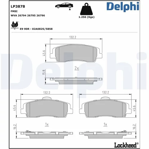 Sada brzdových platničiek kotúčovej brzdy DELPHI LP3878