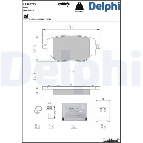 Sada brzdových platničiek kotúčovej brzdy DELPHI LP5057EV