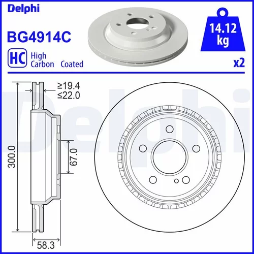 Brzdový kotúč DELPHI BG4914C