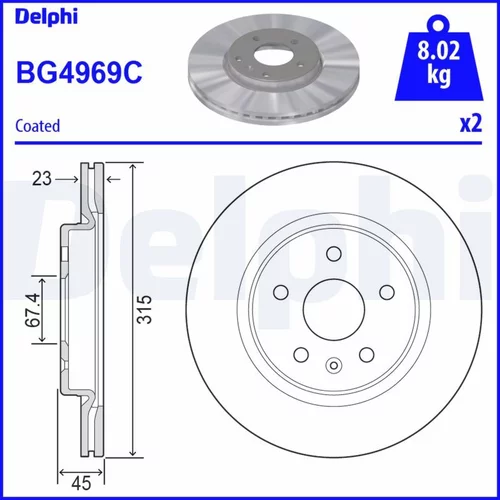 Brzdový kotúč DELPHI BG4969C