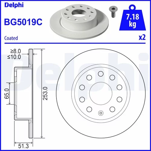 Brzdový kotúč DELPHI BG5019C