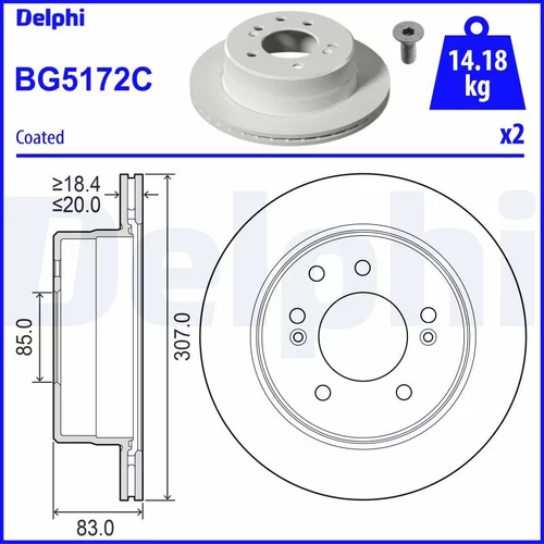 Brzdový kotúč DELPHI BG5172C