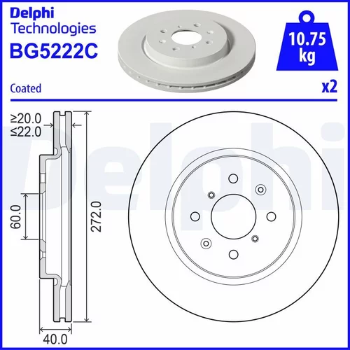 Brzdový kotúč DELPHI BG5222C