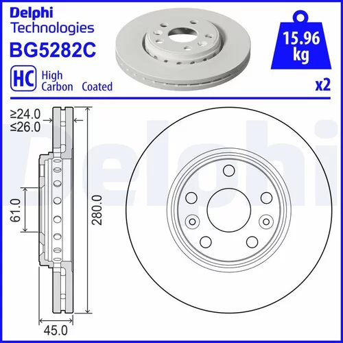 Brzdový kotúč DELPHI BG5282C