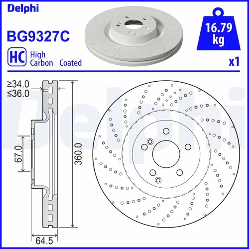 Brzdový kotúč DELPHI BG9327C