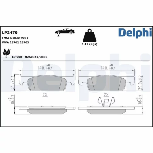 Sada brzdových platničiek kotúčovej brzdy DELPHI LP2479