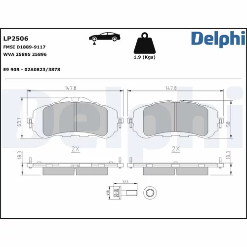 Sada brzdových platničiek kotúčovej brzdy DELPHI LP2506