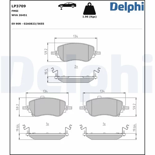 Sada brzdových platničiek kotúčovej brzdy DELPHI LP3709