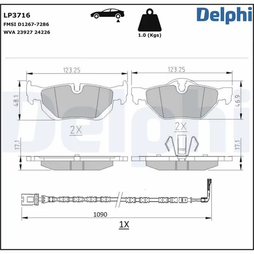 Sada brzdových platničiek kotúčovej brzdy DELPHI LP3716