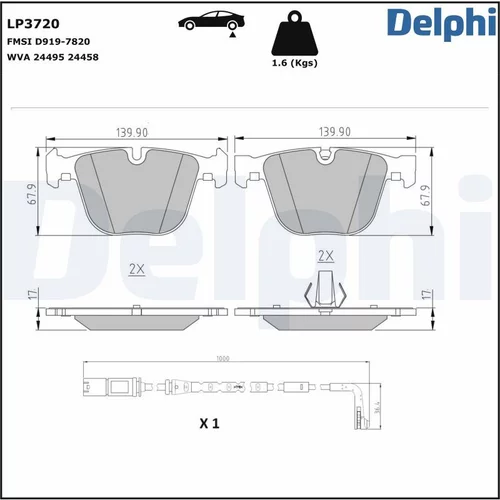 Sada brzdových platničiek kotúčovej brzdy DELPHI LP3720