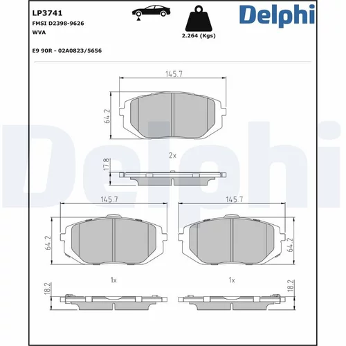 Sada brzdových platničiek kotúčovej brzdy DELPHI LP3741