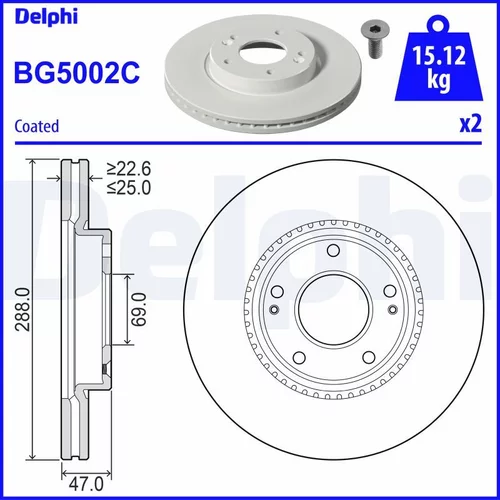 Brzdový kotúč DELPHI BG5002C