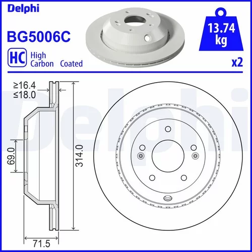 Brzdový kotúč DELPHI BG5006C