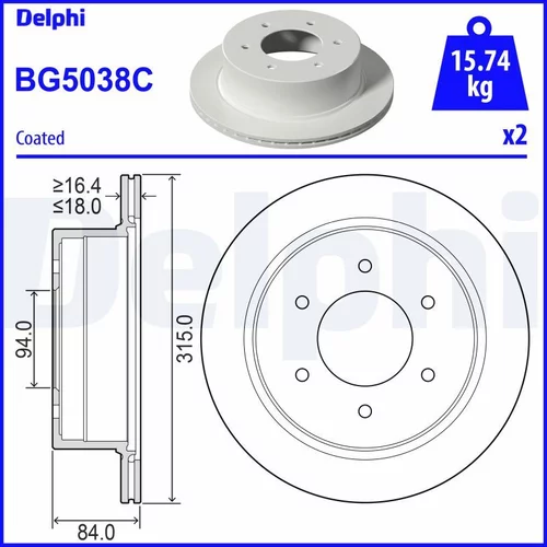 Brzdový kotúč DELPHI BG5038C