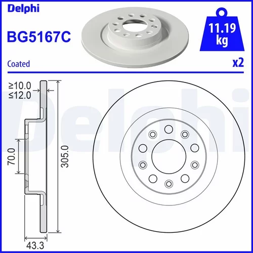 Brzdový kotúč DELPHI BG5167C