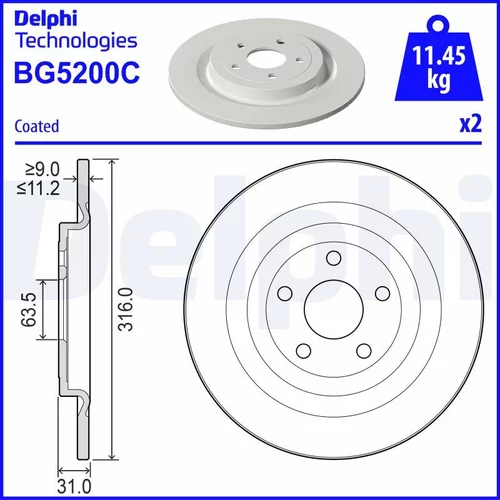 Brzdový kotúč DELPHI BG5200C