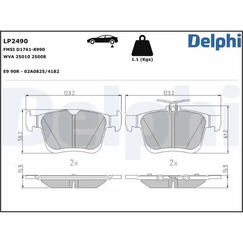 Sada brzdových platničiek kotúčovej brzdy LP2490 /DELPHI/