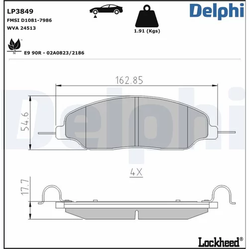 Sada brzdových platničiek kotúčovej brzdy LP3849 /DELPHI/ - obr. 1