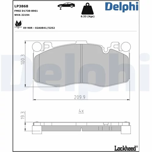 Sada brzdových platničiek kotúčovej brzdy DELPHI LP3868