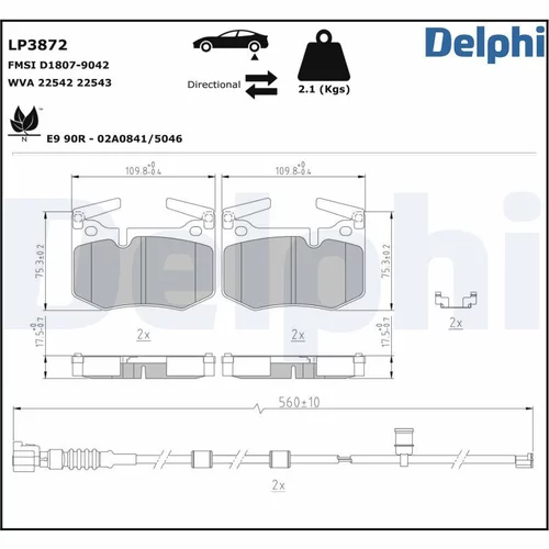 Sada brzdových platničiek kotúčovej brzdy DELPHI LP3872