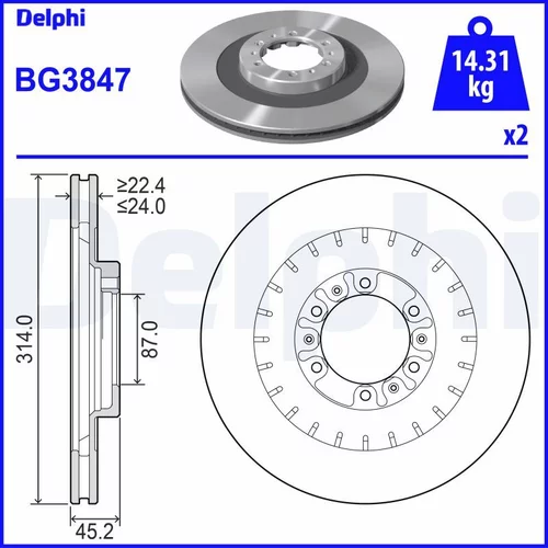 Brzdový kotúč DELPHI BG3847