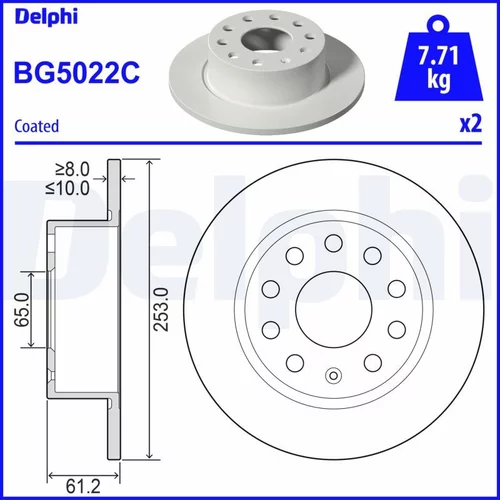 Brzdový kotúč DELPHI BG5022C