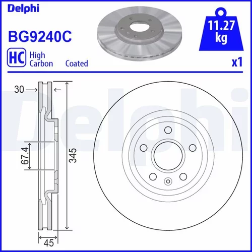 Brzdový kotúč DELPHI BG9240C