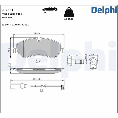 Sada brzdových platničiek kotúčovej brzdy DELPHI LP2661