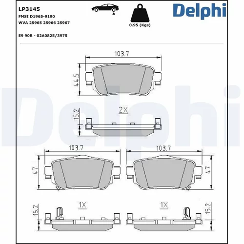 Sada brzdových platničiek kotúčovej brzdy DELPHI LP3145