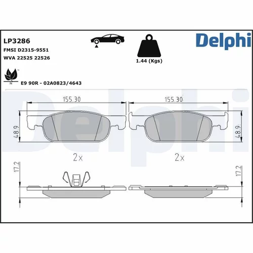 Sada brzdových platničiek kotúčovej brzdy DELPHI LP3286