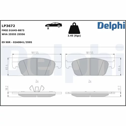 Sada brzdových platničiek kotúčovej brzdy DELPHI LP3672