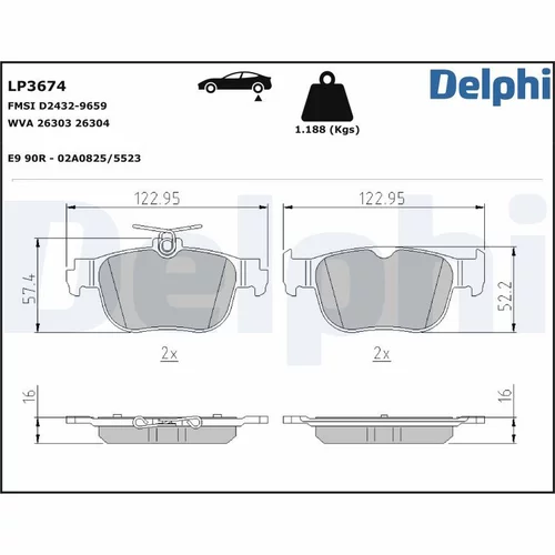 Sada brzdových platničiek kotúčovej brzdy DELPHI LP3674