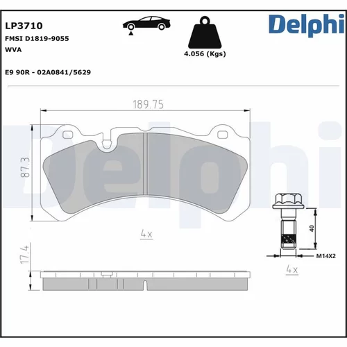 Sada brzdových platničiek kotúčovej brzdy DELPHI LP3710