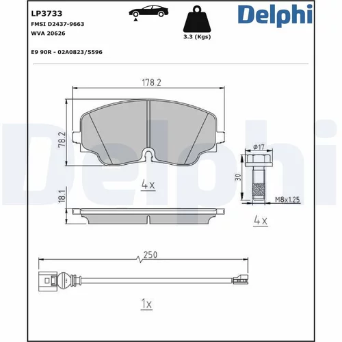 Sada brzdových platničiek kotúčovej brzdy DELPHI LP3733