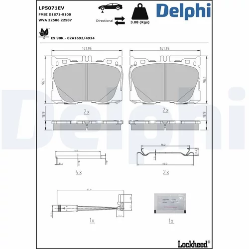 Sada brzdových platničiek kotúčovej brzdy DELPHI LP5071EV