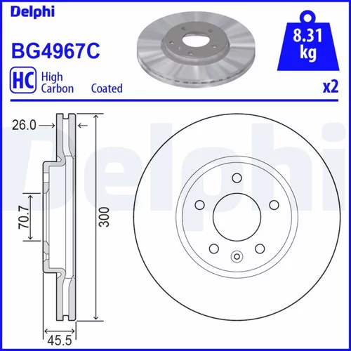 Brzdový kotúč DELPHI BG4967C