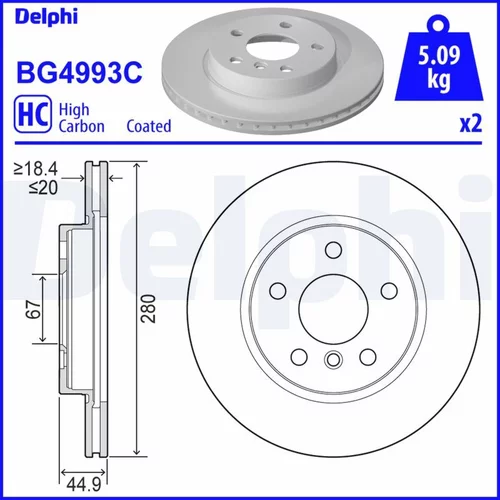 Brzdový kotúč DELPHI BG4993C