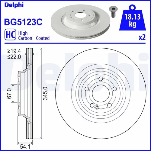 Brzdový kotúč DELPHI BG5123C