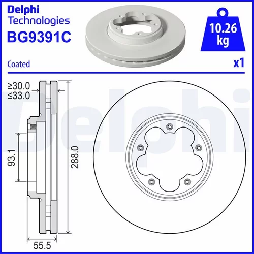 Brzdový kotúč DELPHI BG9391C