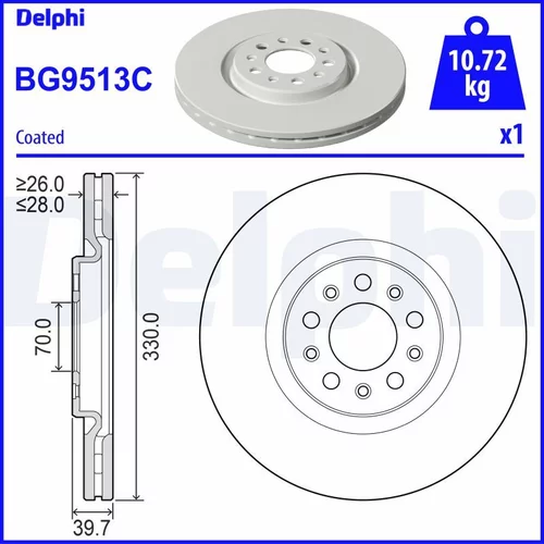 Brzdový kotúč DELPHI BG9513C