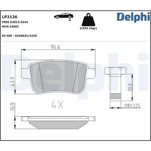 Sada brzdových platničiek kotúčovej brzdy DELPHI LP2126