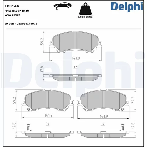 Sada brzdových platničiek kotúčovej brzdy DELPHI LP3144