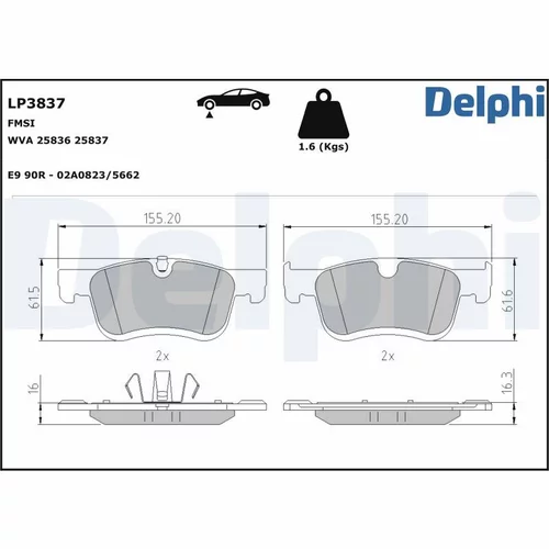 Sada brzdových platničiek kotúčovej brzdy LP3837 /DELPHI/