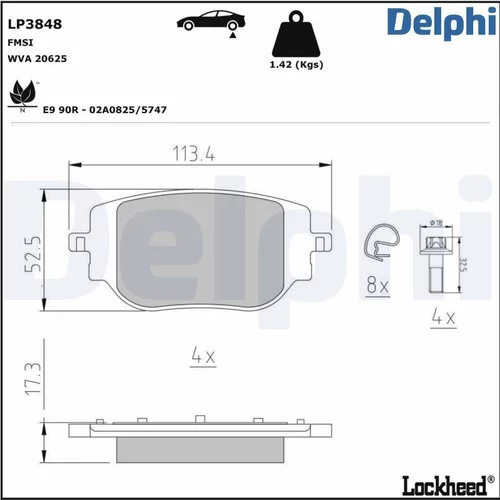 Sada brzdových platničiek kotúčovej brzdy DELPHI LP3848