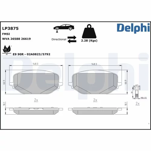 Sada brzdových platničiek kotúčovej brzdy DELPHI LP3875