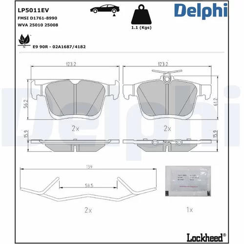 Sada brzdových platničiek kotúčovej brzdy LP5011EV /DELPHI/