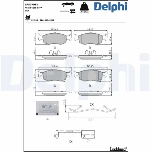 Sada brzdových platničiek kotúčovej brzdy DELPHI LP5079EV