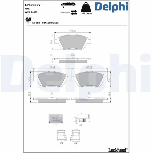 Sada brzdových platničiek kotúčovej brzdy DELPHI LP5083EV