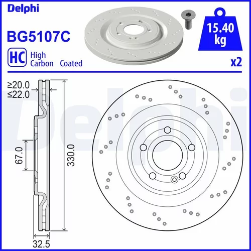 Brzdový kotúč DELPHI BG5107C