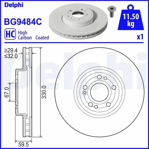 Brzdový kotúč DELPHI BG9484C